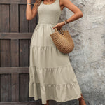 Smocked Scoop Neck Sleeveless Tank Dress