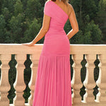 One-Shoulder Ruched Maxi Dress