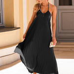 Pleated Halter Neck Sleeveless Dress