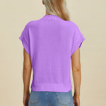 Double Take Full Size Mock Neck Short Sleeve Sweater