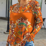 Printed Round Neck Long Sleeve T-Shirt