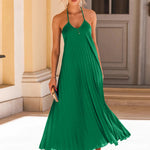 Pleated Halter Neck Sleeveless Dress