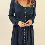 Button Down Long Sleeve Dress with Pockets