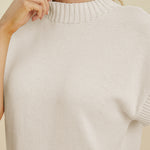 Double Take Full Size Mock Neck Short Sleeve Sweater