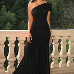 One-Shoulder Ruched Maxi Dress