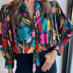 Printed Lantern Sleeve Blouse