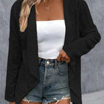 Eyelet Roll-Tab Sleeve Cardigan