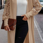 Open Front Lace Lantern Sleeve Cover-Up