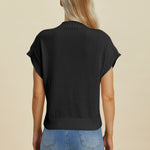 Double Take Full Size Mock Neck Short Sleeve Sweater