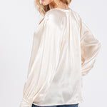 SAGE + FIG Notched Long Sleeve Blouse