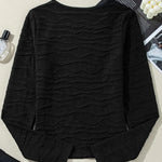 Textured Round Neck Long Sleeve Blouse