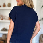 Double Take Full Size Mock Neck Short Sleeve Sweater