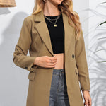 Lapel Neck Long Sleeve Blazer with Pockets