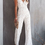 Lace V-Neck Spaghetti Strap Jumpsuit