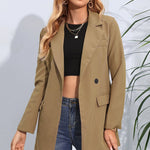 Lapel Neck Long Sleeve Blazer with Pockets