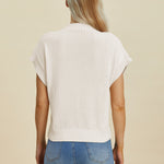 Double Take Full Size Mock Neck Short Sleeve Sweater