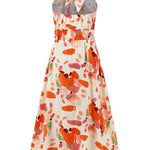 Ruched Printed Halter Neck Dress