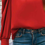 Mock Neck Puff Sleeve Blouse