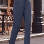 Ankle-Length Straight Leg Pants with Pockets