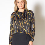 CHAIN PRINTED SCARF TIE TOP XS-XL