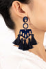 Statement geo shape tassel earrings