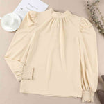 Mock Neck Puff Sleeve Blouse