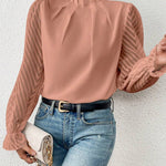 Mock Neck Flounce Sleeve Blouse