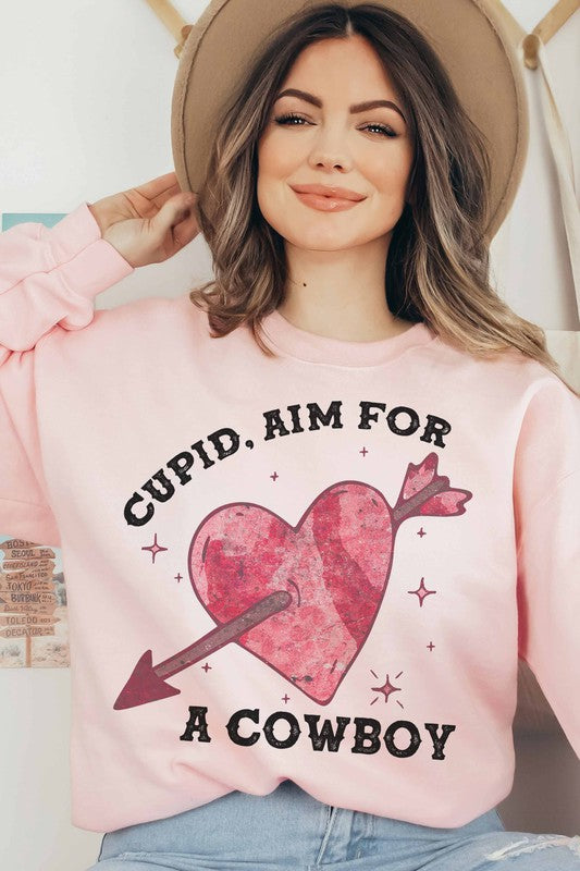 CUPID AIM FOR A COWBOY SWEATSHIRT PLUS SIZE