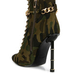 Moulin Ringed Stiletto Camouflage Ankle Boot
