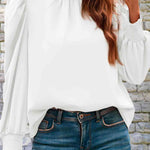 Mock Neck Puff Sleeve Blouse