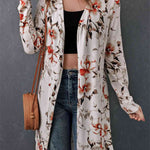 Double Take Printed Open Front Longline Cardigan