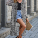 Animal Print Long Sleeve Open Front Cardigan