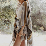 Leto Desert Wanderer Cow Skull Striped Poncho