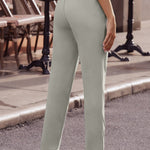 Ankle-Length Straight Leg Pants with Pockets