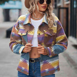 Printed Collared Neck Jacket