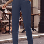 Ankle-Length Straight Leg Pants with Pockets