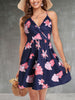 Floral Surplice Backless Dress