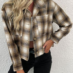Plaid Button-Up Dropped Shoulder Shacket