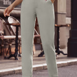 Ankle-Length Straight Leg Pants with Pockets