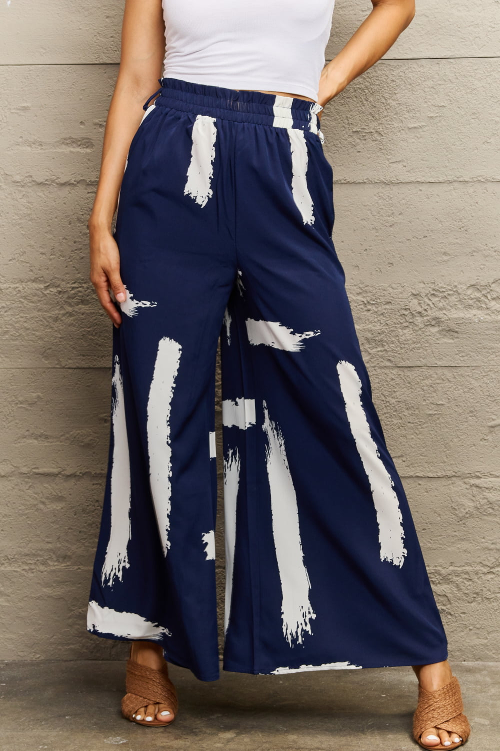 Printed Wide Leg Long Pants