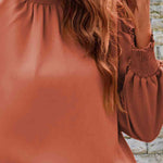 Mock Neck Puff Sleeve Blouse