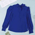 Mock Neck Puff Sleeve Blouse