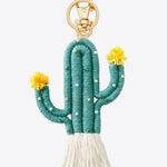 Bead Trim Cactus Keychain with Fringe