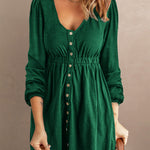 Button Down Long Sleeve Dress with Pockets