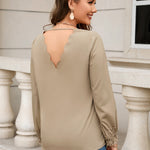 V-Neck Long Sleeve Blouse