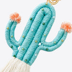 Bead Trim Cactus Keychain with Fringe