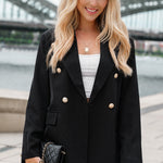 Double-Breasted Lapel Collar Long Sleeve Blazer