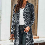 Double Take Printed Open Front Longline Cardigan