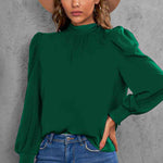 Mock Neck Puff Sleeve Blouse