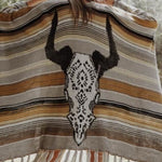 Leto Desert Wanderer Cow Skull Striped Poncho